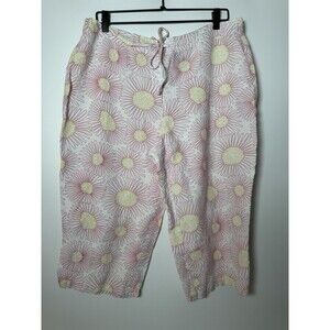 Hilo Hattie Capri Pants Womens Extra Large White Floral Aloha Beach Resort Flowy